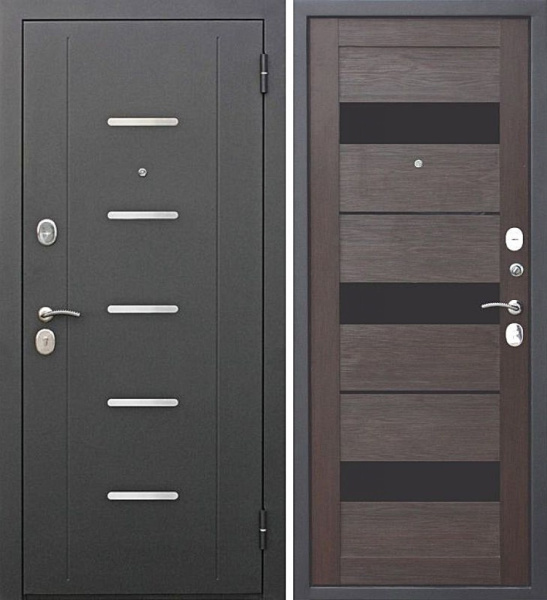 Входная дверь Ferroni 7,5 см Гарда царга Муар черный/ Темный кипарис 860х2050 Левое