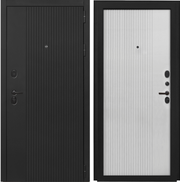 Входная дверь Страж 3К Вертикаль Черный/ Силк сноу 860х2050 Левое