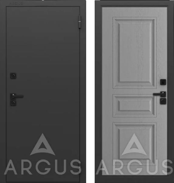 Входная дверь с терморазрывом Argus Тепло LE Магистр Муар графит/ Роял вуд серый 970х2050 Левое