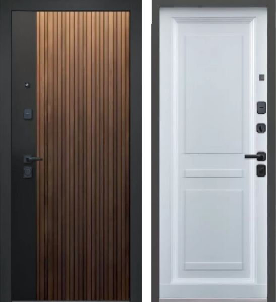 Входная дверь Luxor 2МДФ Бакаут Классика Грецкий орех/ Эмалит Серый 860х2050 Правое