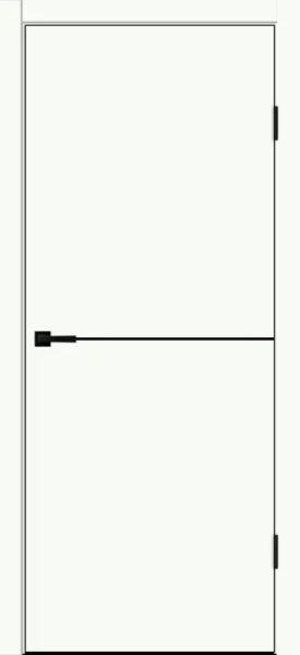Межкомнатная дверь VellDoris TECHNO FH1 EMALUX Белый опал/ кромка черная, молдинг черный 900х2000 (Защелка магнит. WC)