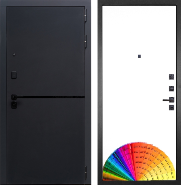 Входная дверь Гранит Горизонт Черный/ панель 049 под покраску 860х2050 Левое