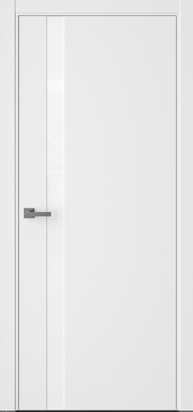 Межкомнатная дверь WestStyle Экзотика 10E Emlayer белый/ Аляска лакобель/ кромка ABS белая 600х2000