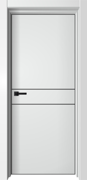 Межкомнатная дверь FlyDoors Лайника 2 ДГ Вайт/ кромка Алюм.черная с 4-х сторон 600х2000 (Защелка магнит. WC)