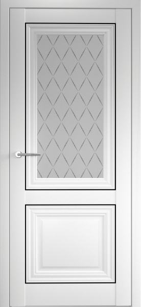 Межкомнатная дверь Albero Спарта-2 ДО молдинг Белый/ Мателюкс рис."Лорд серое" 600х2000