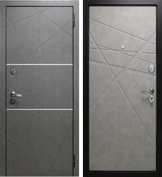 Входная дверь Optimum Абстракция 2 Темная штукатурка/ Серый бетон 860х2050 Левое