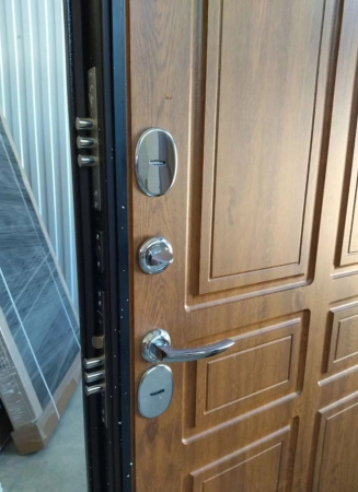 Входная дверь с терморазрывом Промет Термо Норд Антик медь/ Золотистый дуб 980х2050 Левое