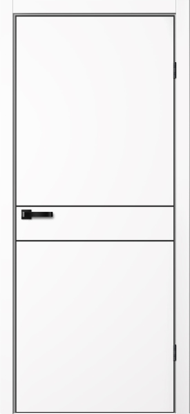 Межкомнатная дверь FlyDoors MATRIX 52 AB Эмалит Белый/ кромка черная 600х2000 (Защелка магнит. WC)