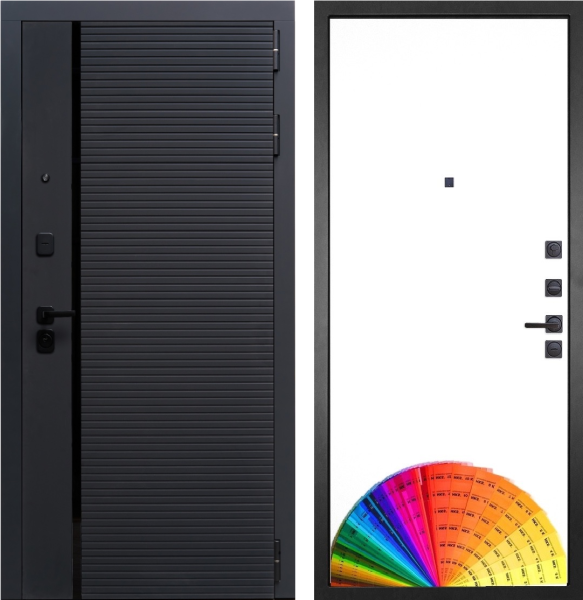 Входная дверь Гранит Пиано Графит/ панель 049 под покраску 860х2050 Левое