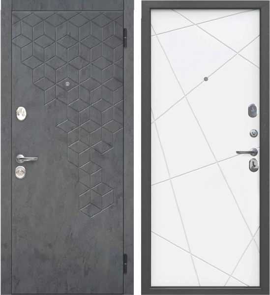 Входная дверь Ferroni Феникс линии Бетон графит/ Белый 960х2050 Левое