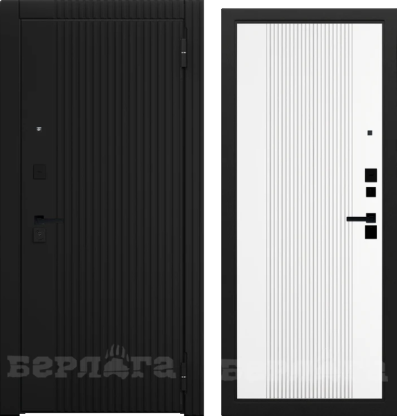 Входная дверь Берлога Тринити Нова Элемент 2П Фрейда Черный кварц/ Эмалит арктик 870х2060 Левое