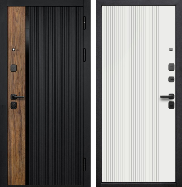 Входная дверь Ferroni Гарда 9 см Кантри Сатин черный/ Белый 860х2050 Левое