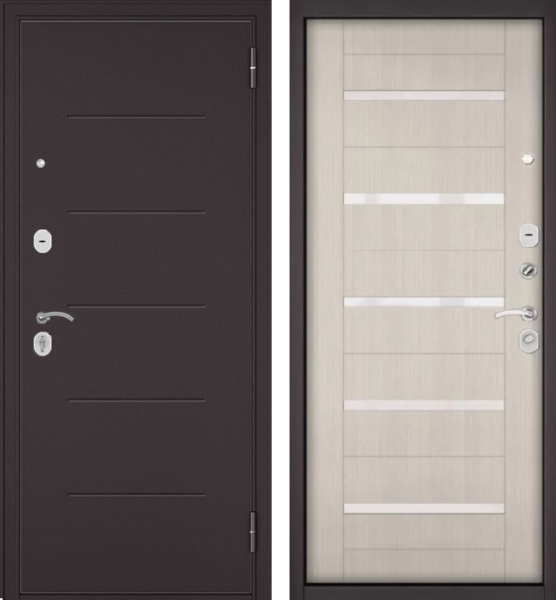 Входная дверь Мастино Trust Eco Букле шоколад RL-3/ Ларче бьянко 9E-142 860х2050 Левое