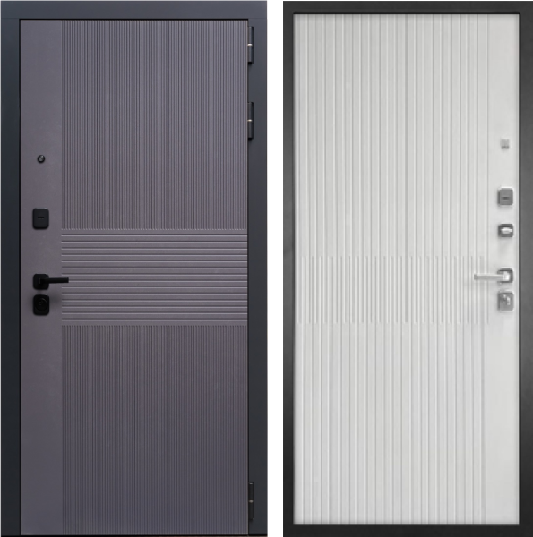 Входная дверь Гранит Гранж Лофт графит/ панель Бриони белая 860х2050 Левое