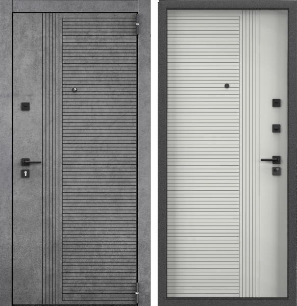 Входная дверь Грейвуд Бетон урбан индиго/ Бетон урбан милк 860х2050 Левое