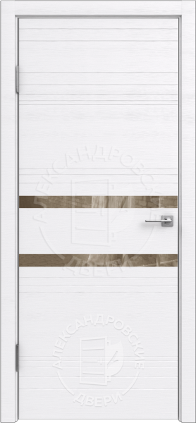 Межкомнатная дверь ALEX DOORS ALUM 13 ДГ Вельвет белый/ Зеркало бронза/ кромка Алюм.серебро с 2-х сторон 600х2000 (Защелка магнит. WC)