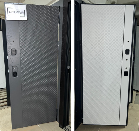 Входная дверь Мастер Сталь АРТЕМИДА Ясень графит/ Белый эмалит 860х2050 Левое