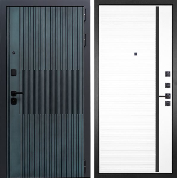 Входная дверь Гранит Бриони Серо-зеленый/ панель Пиано 053 белая 860х2050 Левое