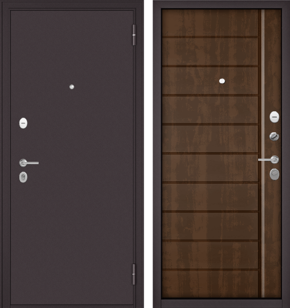 Входная дверь Мастино Family Eco Букле шоколад/ Грецкий орех Е-136 860х2050 Левое
