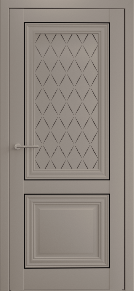 Межкомнатная дверь Albero Спарта-2 ДО молдинг Серый/ Мателюкс рис."Лорд черное" 900х2000