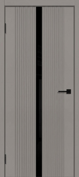 Межкомнатная дверь ALEX DOORS Николь Серая эмаль (soft)/ Черный лакобель 900х2000