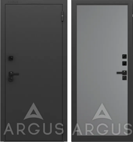 Входная дверь с терморазрывом Argus Тепло Муар графит 7021 Ивен Силк муссон 870х2050 Правое