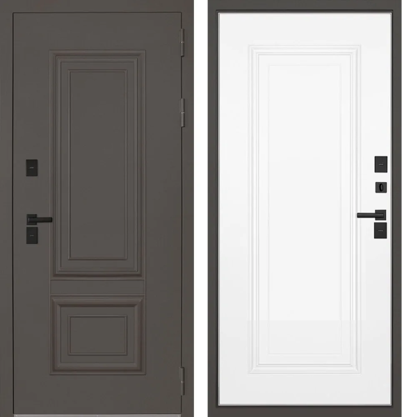 Входная дверь с терморазрывом KOVA НОРД ТЕРМО ШТАМП Муар меланж тобако/ Ясень белый 860х2050 Левое