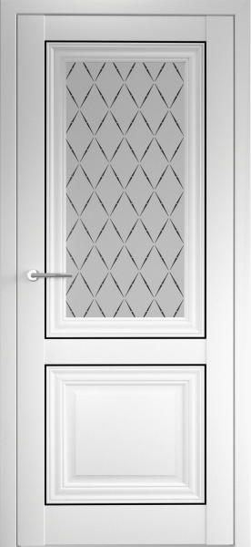 Межкомнатная дверь Albero Спарта-2 ДО молдинг Белый/ Мателюкс рис."Лорд черное" 900х2000