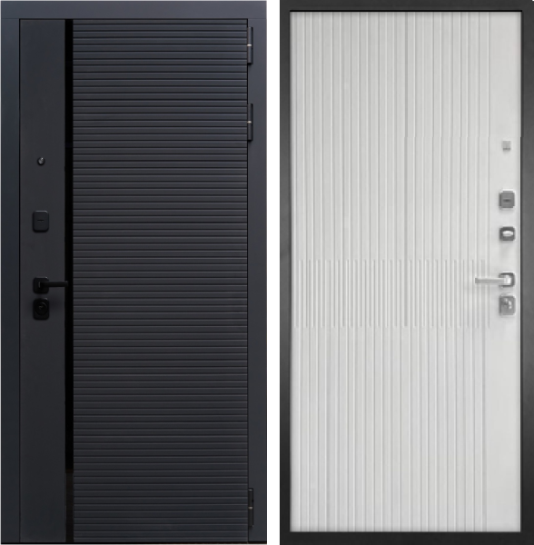 Входная дверь Гранит Пиано Графит/ панель Бриони белая 860х2050 Левое