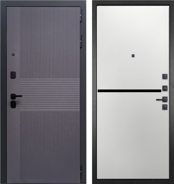 Входная дверь Гранит Гранж Лофт графит/ панель Горизонт 073 белая 860х2050 Левое