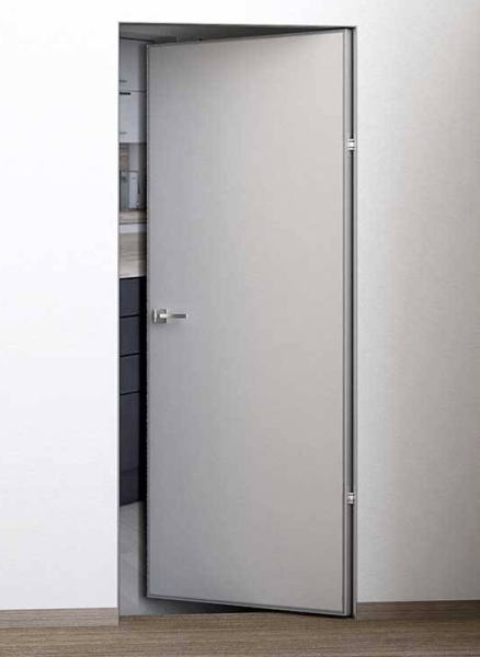 Скрытая дверь Олимп ИНВИЗИБЛ 4 внутр.откр. Грунтованное/ кромка хром 600х2000 (КОМПЛЕКТ)