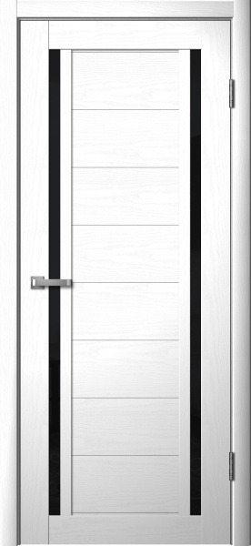 Межкомнатная дверь FlyDoors 203 ДО Ясень белый/ Черный лакобель 900х2000