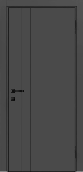 Межкомнатная дверь FlyDoors MATRIX 58 AB Дарк Грей/ кромка Алюм.черная с 4-х сторон 900х2000 (Защелка магнит. WC)