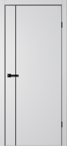 Межкомнатная дверь FlyDoors FN 33 ДГ Эмалит Серебристый, кромка ABS черная с 4-х сторон 900х2000 (Защелка магнит. WC)