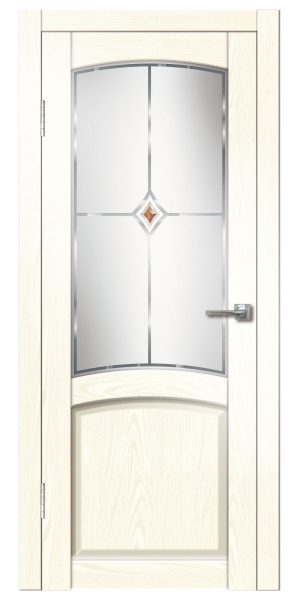 Межкомнатная дверь Дверная линия Румба ДО Ясень белый/ Сатинато художественное 900х2000