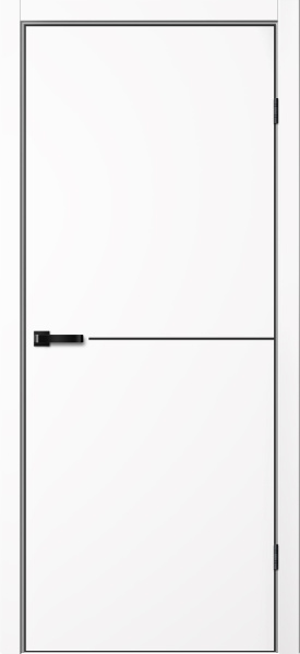 Межкомнатная дверь Optimum Л1 ПЭТ Белый/ кромка ABS черная с 4-х сторон 600х2000
