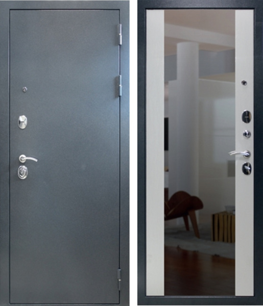 Входная дверь Optimum Витра Букле синий/ Дуб шервуд жемчуг 960х2050 Левое