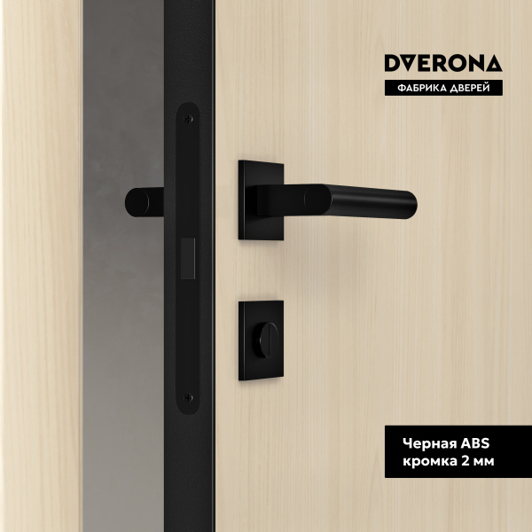 Межкомнатная дверь DVERONA Флэт CPL Ясень Аляска/ ABS черная 600х2000